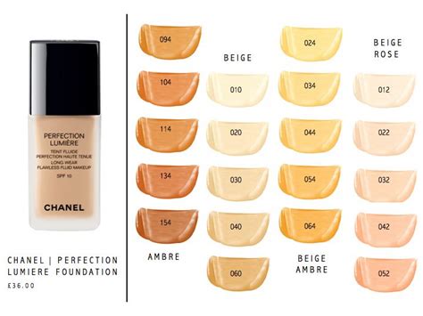 chanel perfection lumiere foundation|chanel foundation color shade chart.